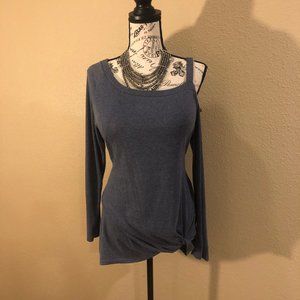 Casual Solid Cold Shoulder Twist Knot Tunic - MED